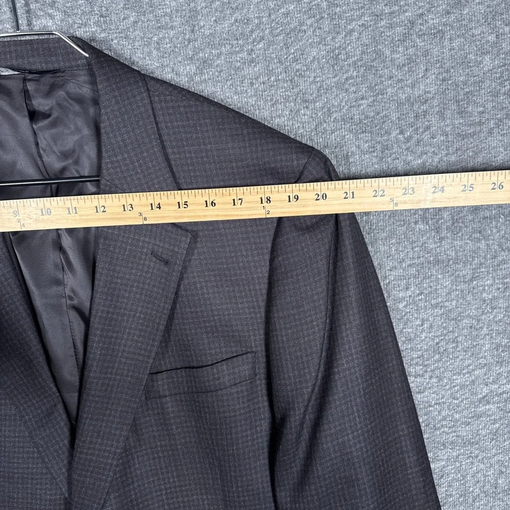 Jos A Bank Blazer Mens 46L Grey Silk Wool Signature Collection‎ Plaid Sport Coat
